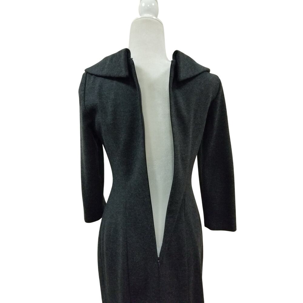 Kay Unger Gray Wool Ruched Sheath Dress Size 6 - Picture 5 of 9